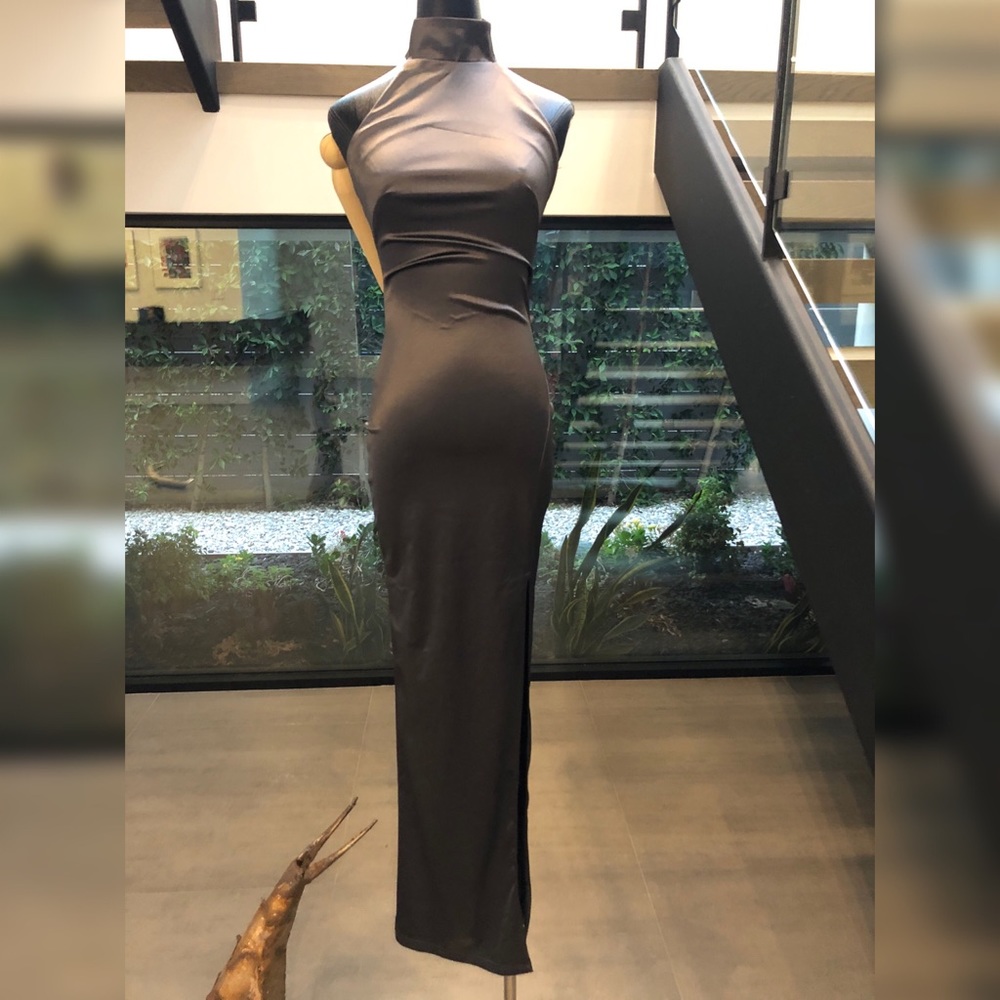 NEW Blue / Grey Mock Neck Maxi Dress XS / S
